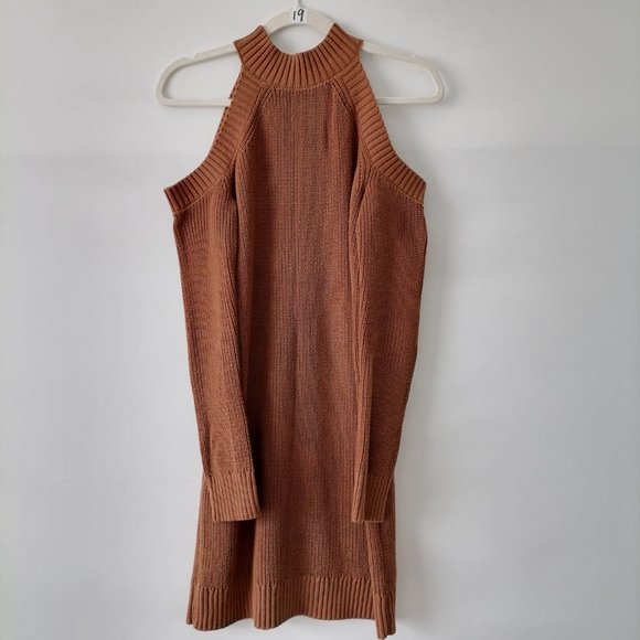 Abercrombie & Fitch Womens Brown Cold Shoulder Sleeve Knit Sweater Dress Size M - Picture 4 of 8
